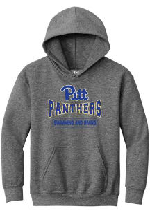 Summit Sportswear Pitt Panthers Youth Grey Swimming and Diving Wordmark Long Sleeve Hoodie