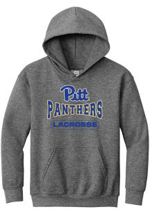 Summit Sportswear Pitt Panthers Youth Grey Lacrosse Wordmark Long Sleeve Hoodie