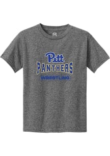 Summit Sportswear Pitt Panthers Youth Grey Wrestling Wordmark Short Sleeve T-Shirt