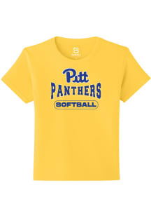 Summit Sportswear Pitt Panthers Youth Yellow Softball Short Sleeve T-Shirt