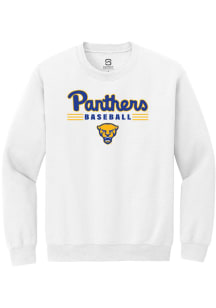 Summit Sportswear Pitt Panthers Mens White Baseball Long Sleeve Crew Sweatshirt