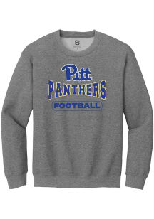 Summit Sportswear Pitt Panthers Mens Grey Football Wordmark Long Sleeve Crew Sweatshirt