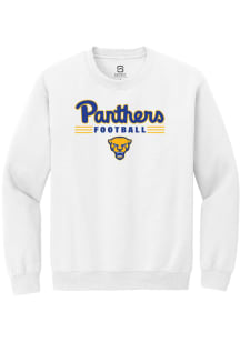 Summit Sportswear Pitt Panthers Mens White Football Design Long Sleeve Crew Sweatshirt