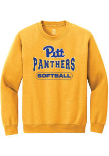 Summit Sportswear Pitt Panthers Mens Gold Softball Long Sleeve Crew Sweatshirt