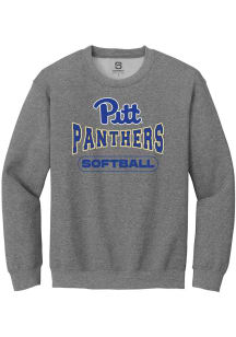 Summit Sportswear Pitt Panthers Mens Grey Softball Wordmark Long Sleeve Crew Sweatshirt