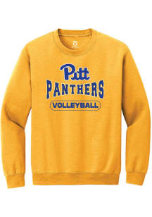 Summit Sportswear Pitt Panthers Mens Gold Volleyball Long Sleeve Crew Sweatshirt