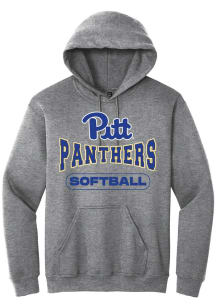 Summit Sportswear Pitt Panthers Mens Grey Softball Wordmark Long Sleeve Hoodie