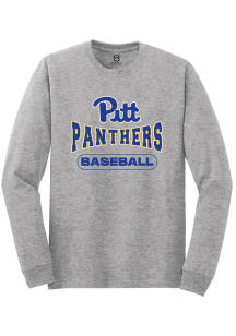 Summit Sportswear Pitt Panthers Grey Baseball Wordmark Long Sleeve T Shirt