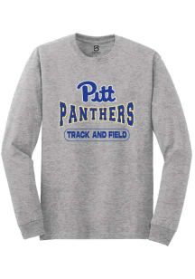 Summit Sportswear Pitt Panthers Grey Track and Field Wordmark Long Sleeve T Shirt