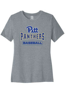 Summit Sportswear Pitt Panthers Womens Grey Baseball Wordmark Short Sleeve T-Shirt
