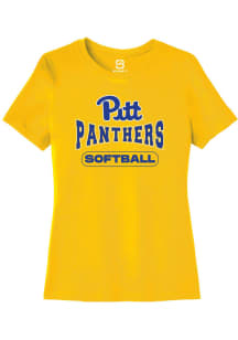 Summit Sportswear Pitt Panthers Womens Gold Softball Short Sleeve T-Shirt