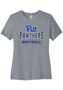 Summit Sportswear Pitt Panthers Womens Grey Softball Wordmark Short Sleeve T-Shirt