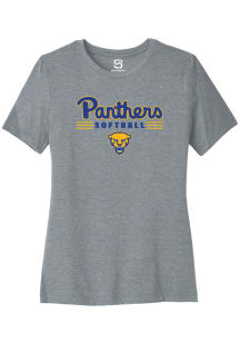 Summit Sportswear Pitt Panthers Womens Grey Softball Short Sleeve T-Shirt