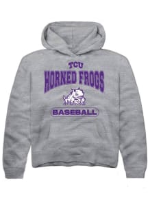 Rally TCU Horned Frogs Mens Grey Baseball Long Sleeve Hoodie