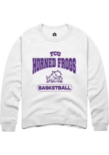 Rally TCU Horned Frogs Mens White Basketball Long Sleeve Crew Sweatshirt