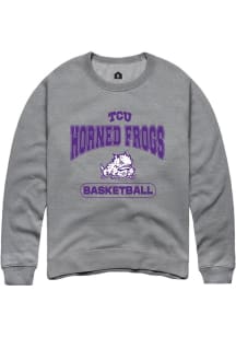 Rally TCU Horned Frogs Mens Grey Basketball Long Sleeve Crew Sweatshirt