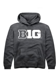 Rally Big Ten Youth Charcoal Primary Logo Long Sleeve Hoodie