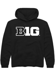 Rally Big Ten Youth Black Primary Block Logo Long Sleeve Hoodie