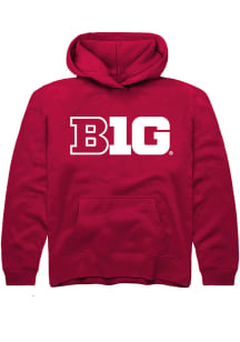 Rally Big Ten Youth Cardinal Primary Logo Design Long Sleeve Hoodie