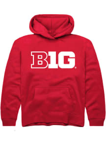 Rally Big Ten Youth Red Primary Logo Long Sleeve Hoodie