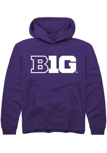 Rally Big Ten Youth Purple Primary Logo Design Long Sleeve Hoodie