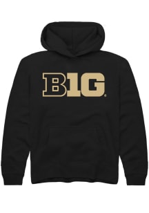 Rally Big Ten Youth Black Primary Logo Long Sleeve Hoodie