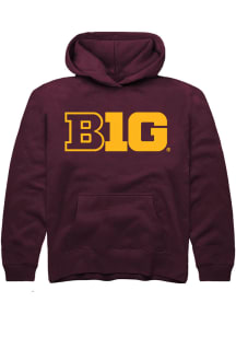 Rally Big Ten Youth Maroon Primary Logo Long Sleeve Hoodie