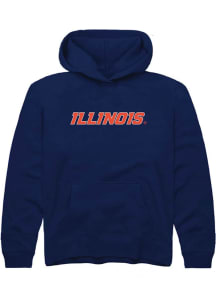 Rally Illinois Fighting Illini Youth Navy Blue Wordmark Long Sleeve Hoodie