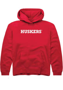 Rally Nebraska Cornhuskers Youth Red Wordmark Long Sleeve Hoodie