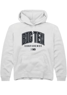 Rally Big Ten Youth White Arch Logo Long Sleeve Hoodie