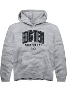 Rally Big Ten Youth Grey Arch Logo Long Sleeve Hoodie