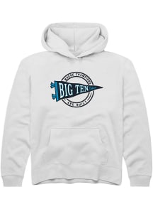 Rally Big Ten Youth White Pennant Long Sleeve Hoodie