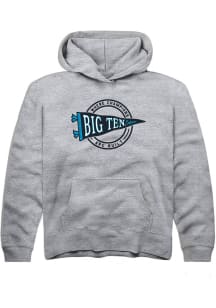 Rally Big Ten Youth Grey Pennant Long Sleeve Hoodie