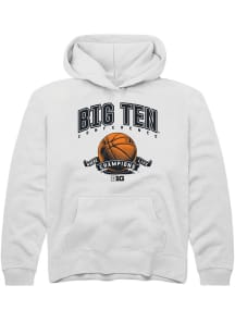 Rally Big Ten Youth White Basketball Ribbon Long Sleeve Hoodie