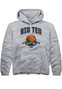 Rally Big Ten Youth Grey Basketball Ribbon Long Sleeve Hoodie