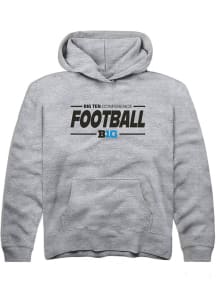 Rally Big Ten Youth Grey Football Long Sleeve Hoodie