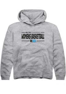 Rally Big Ten Youth Grey Womens Basketball Long Sleeve Hoodie