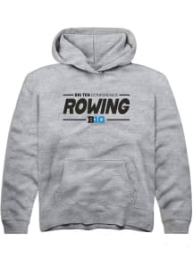 Rally Big Ten Youth Grey Rowing Long Sleeve Hoodie