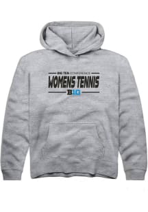 Rally Big Ten Youth Grey Womens Tennis Long Sleeve Hoodie