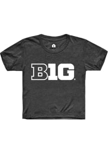 Rally Big Ten Youth Charcoal Primary Logo Short Sleeve T-Shirt