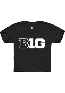 Rally Big Ten Youth Black Primary Block Logo Short Sleeve T-Shirt