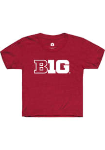 Rally Big Ten Youth Cardinal Primary Logo Design Short Sleeve T-Shirt