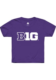 Rally Big Ten Youth Purple Primary Logo Design Short Sleeve T-Shirt