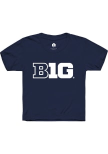 Rally Big Ten Youth Navy Blue Primary Logo Short Sleeve T-Shirt