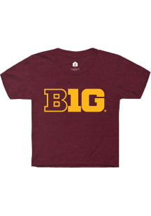 Rally Big Ten Youth Maroon Primary Logo Short Sleeve T-Shirt