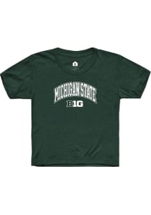 Rally Michigan State Spartans Youth Green Arch Logo Classic Short Sleeve T-Shirt