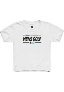 Rally Big Ten Youth White Mens Golf Short Sleeve T-Shirt