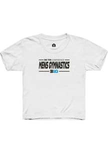 Rally Big Ten Youth White Mens Gymnastics Short Sleeve T-Shirt
