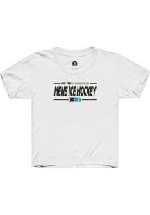 Rally Big Ten Youth White Mens Ice Hockey Short Sleeve T-Shirt