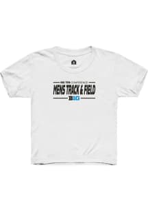 Rally Big Ten Youth White Mens Track & Field Short Sleeve T-Shirt